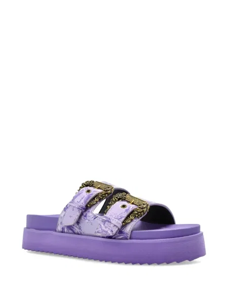 Dirželis sandalai Versace Jeans Couture su platforma su sagtimis violetinė