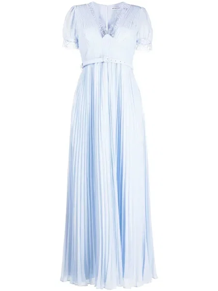 Rochie midi Self-portrait din dantelă până la genunchi de costum albastru