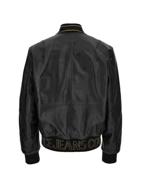 Geacă de blugi Versace Jeans Couture cu broderie din piele negru