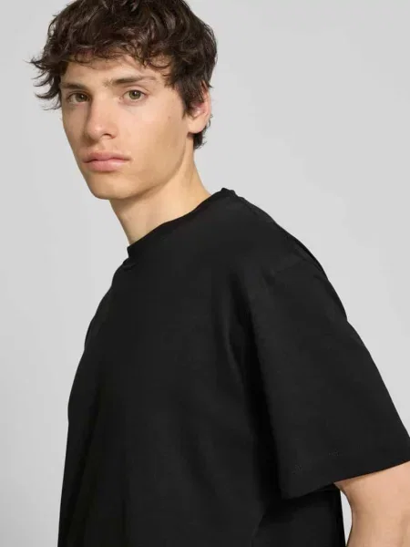 T-shirt z detalem z logo model EURBAN EDGE' Jack & Jones czarna