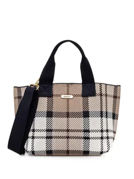 Geantă shopper Barbour în carouri cu bretele