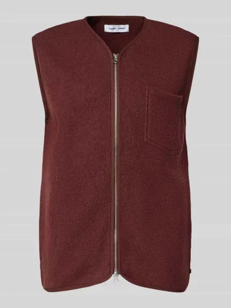 Kamizelka o kroju regular fit z czystej wełny model ‘SAHANNES’ Samsoe Samsoe bordowa