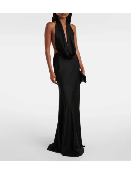 Rochie Alex Perry din satin cu gât halter negru