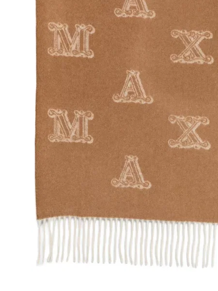 Fular Max Mara cu franjuri din jacard maro