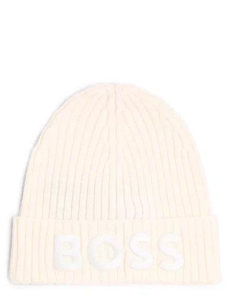 BOSS Czapka Kobiety wełna ze strzyży biały ONE SIZE żółta