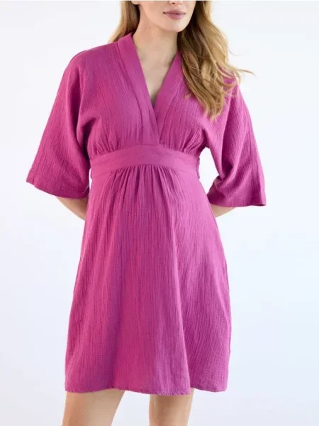 Reserved Rochie din muselină roz-pudră roz