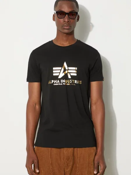 T-shirt z nadrukiem z logo czarny