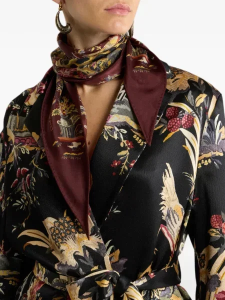 Fular Etro cu model leopard roșu