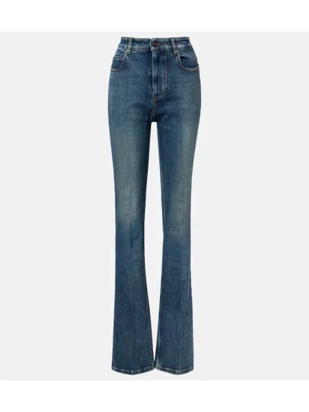 Blugi drepți Balenciaga cu talie înaltă albastru