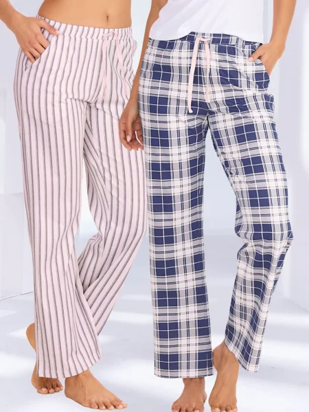VIVANCE by LASCANA Pantaloni de pijama albastru marin / roz alb