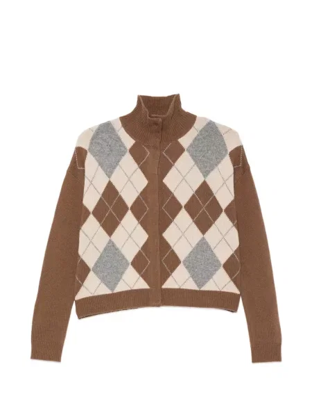 Gulerat pulover Max Mara cu model argyle maro