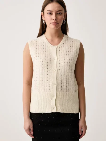 Trussardi vestă pentru femei cu amestec de mătase bej