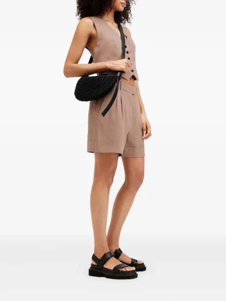 Pantaloni scurți Allsaints plisate maro