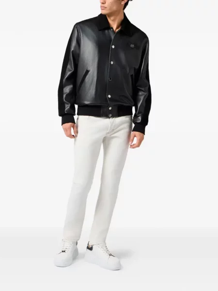 Geanta de piele Philipp Plein negru