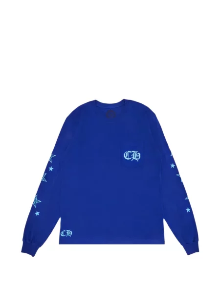 Lung hanorac Chrome Hearts cu motiv cu inimi albastru
