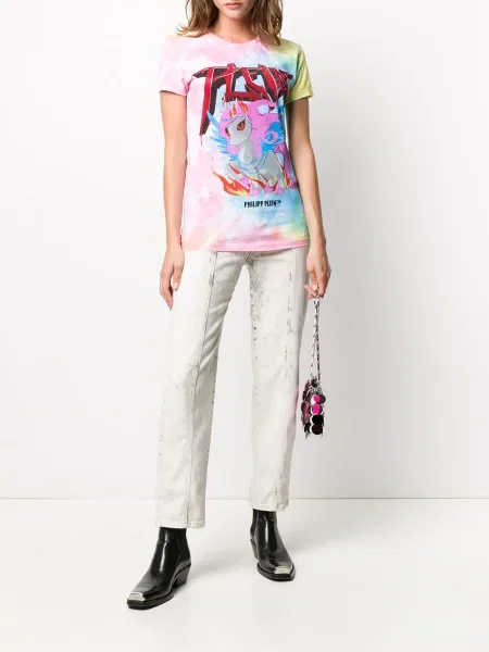 Tricou Philipp Plein cu autograf roz