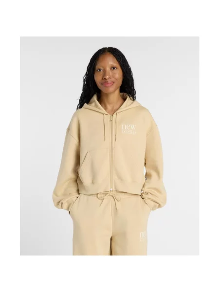 Bluza z kapturem New Balance Reimagined Full Zip jasnopomarańczowa XS pomarańczowa