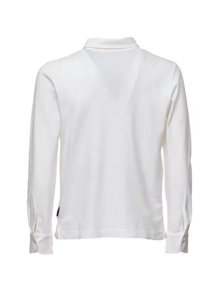 Lung tricou polo Zanone alb