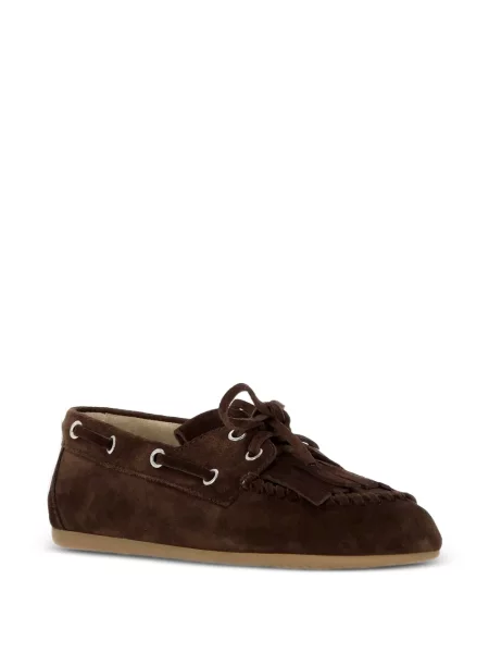Loafers Miu Miu με κρόσσια σουέντ καφέ