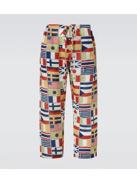 Lněné kalhoty Bode s potiskem