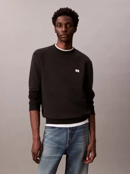 Bluza nierozpinana Calvin Klein Jeans z długim rękawem polarowa czarna