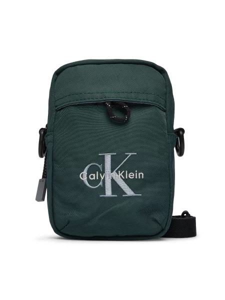 Calvin Klein Maža rankinė Bold Logo Nylon Slim Reporter žalia