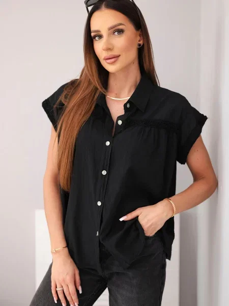 Bluză de dantelă Kesi Włoski din dantelă negru