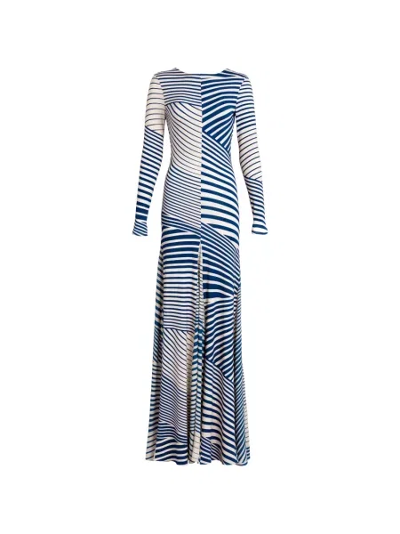 Rochie maxi Silvia Tcherassi cu dungi albastru