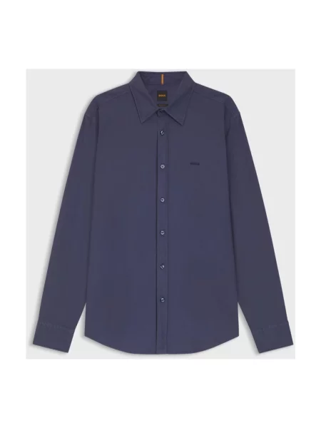 Koszula Boss Orange casual z kołnierzykiem włoskim niebieska