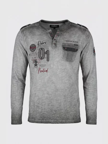 KOROSHI Tricou gri / amestecat negru