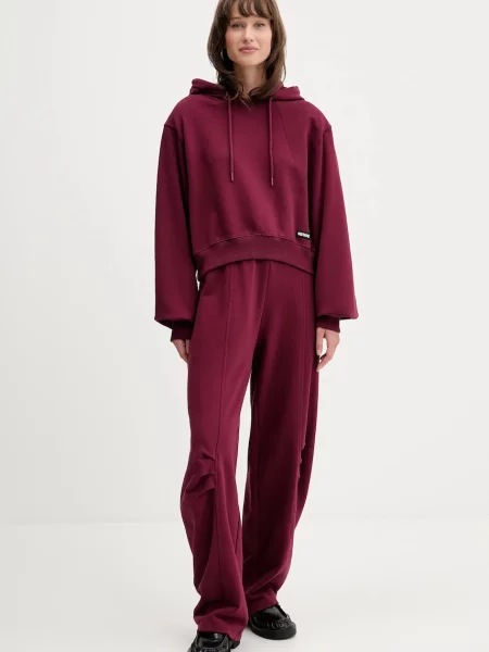 Кофта Rotate з капюшоном однотонна бордовий