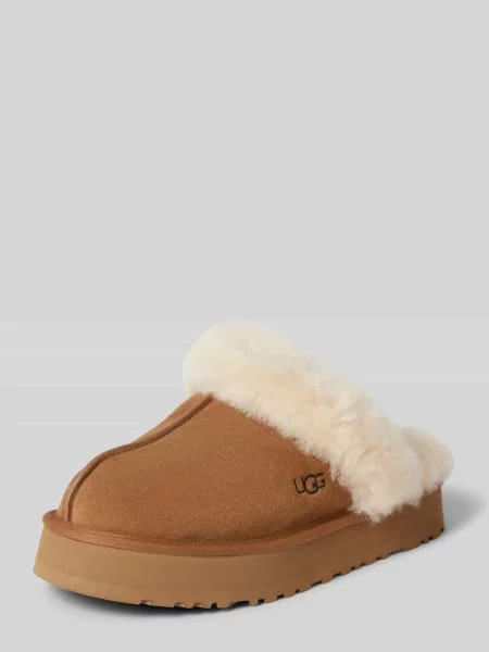 UGG kapcie zamszowe W Disquette brązowy beżowe