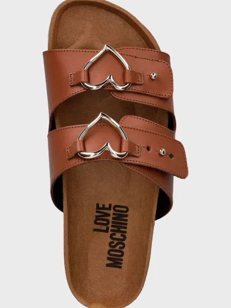 Шкіряні шльопанці Moschino коричневі