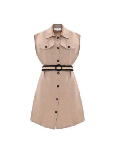 Mała mały lniana sukienka mini Kocca beżowa