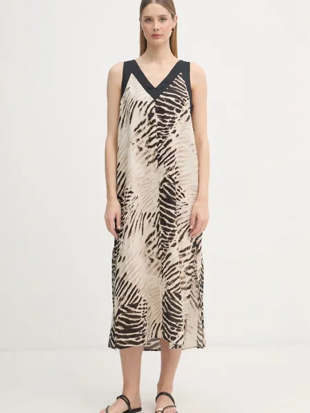 DKNY rochie de vară din in bej