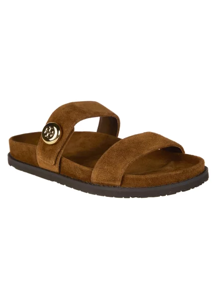 Klapki Tory Burch zamszowe brązowe