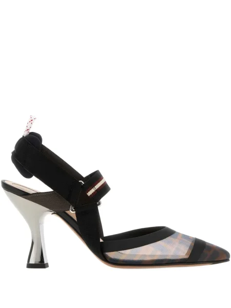 Pantofi cu toc Fendi slingback maro