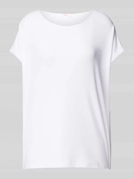 T-shirt z mieszanki z okrągłym dekoltem biała