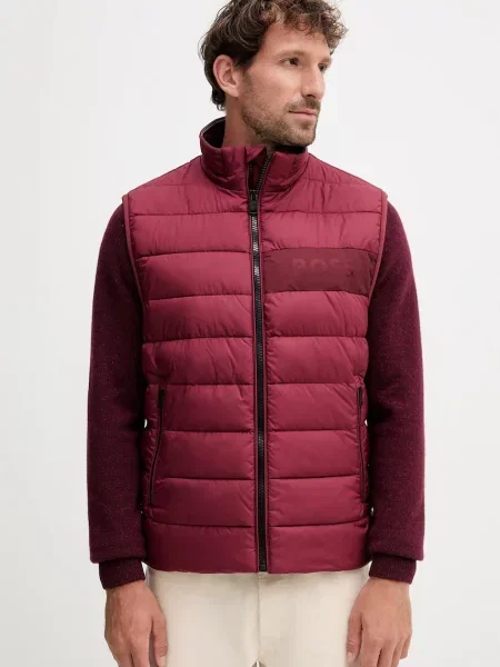 Елек BOSS мъжки тъмносиньо преходен модел винено червено