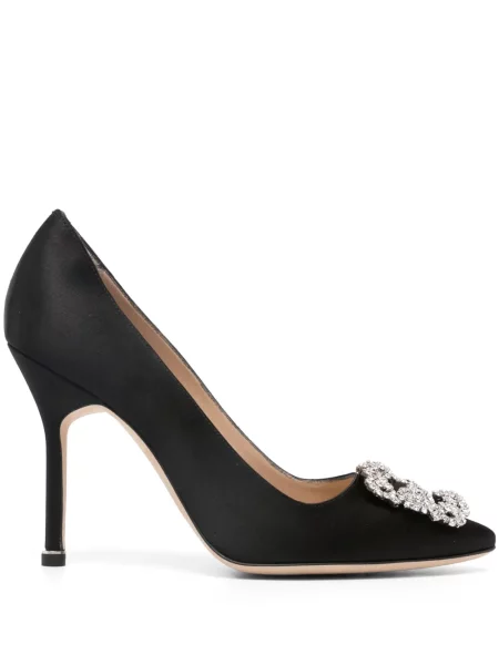Pantofi cu toc Manolo Blahnik de cristal negru