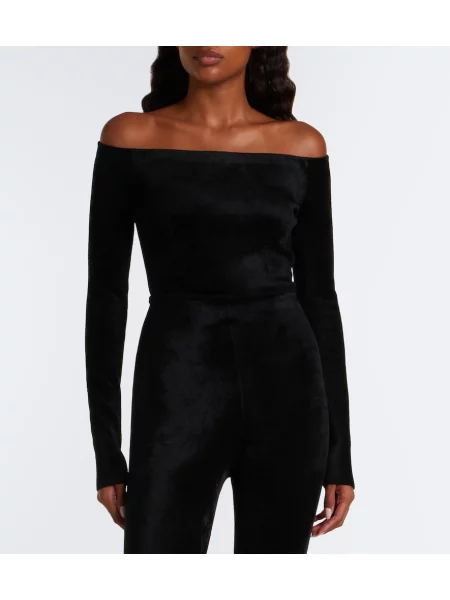 Body Alaïa de catifea negru
