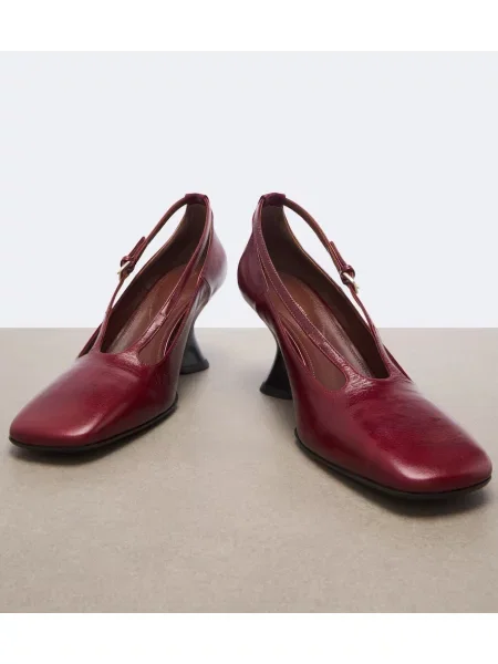 Pantofi cu toc Dries Van Noten din piele roșu