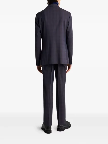 Costum Etro de lână în carouri de costum albastru