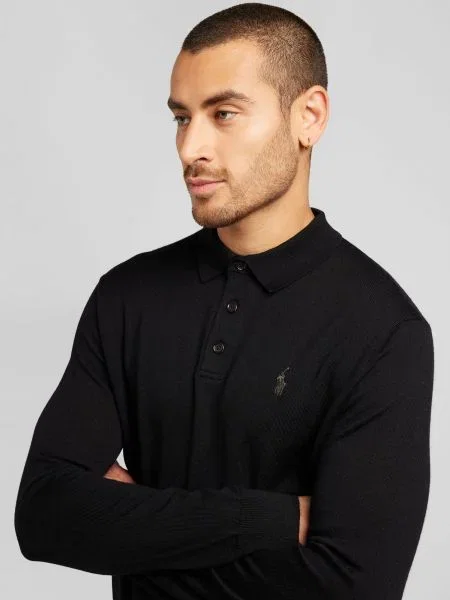 Tricou polo Polo Ralph Lauren de lână negru