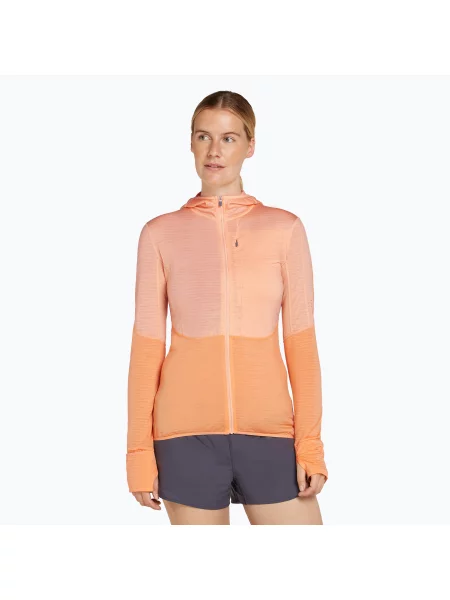 Bluza trekkingowa icebreaker Merino Realfleece Descender Zip Hoodie sunstone/feldspar pomarańczowa