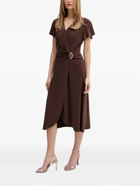 Rochie midi Joseph Ribkoff cu cataramă plic maro