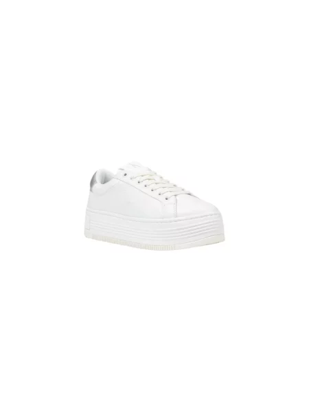 Calvin Klein Jeans sneakersy skórzane BOLD FLATF LOW MIX OHB biały szare