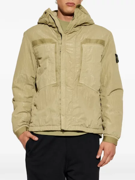Geacă Stone Island cu glugă cu strasuri verde