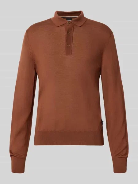 Koszulka polo o kroju regular fit z czystej wełny model Lancione' Boss beżowa