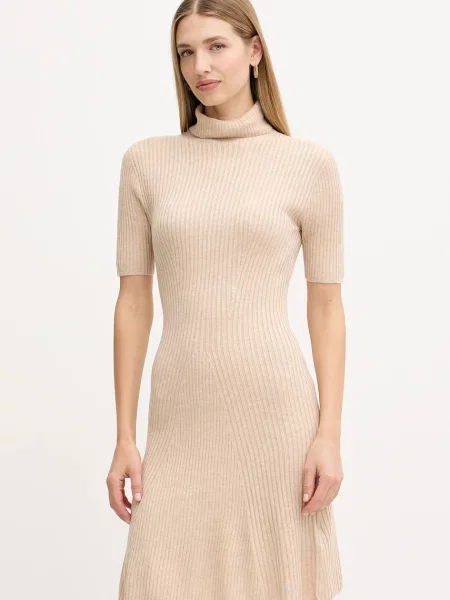 Guess sukienka z dodatkiem wełny JULIA mini dopasowana beżowy